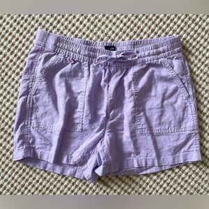 J crew factory linen blend pull on shorts lavender